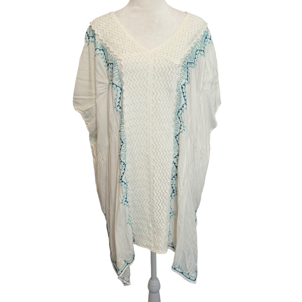 Venus White and Blue Swim Cover-Up Size L/XL